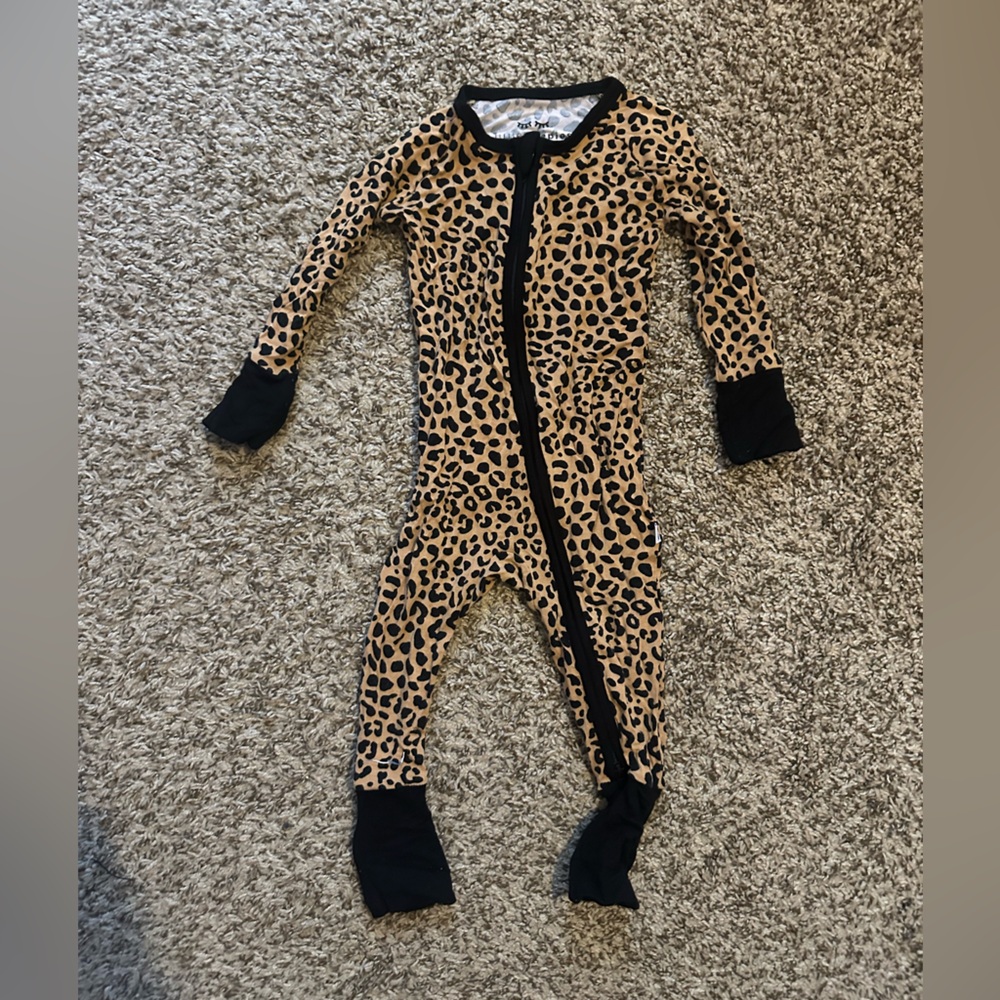Little Sleepies Black and Tan Leopard Kids Footie